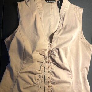 New York & Company Sleeveless Ruched Button-Down Blouse